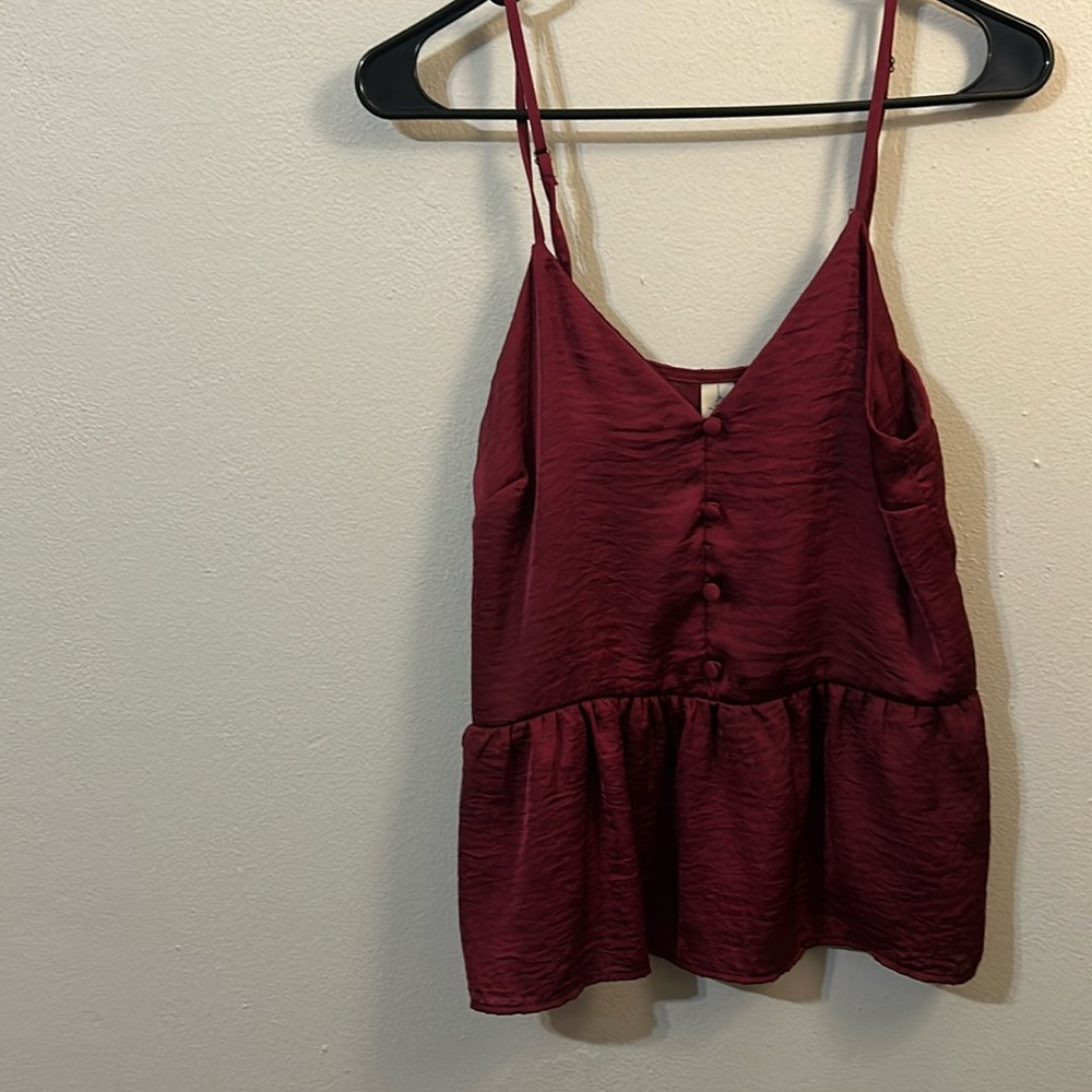 Satin, faux button down strappy blouse